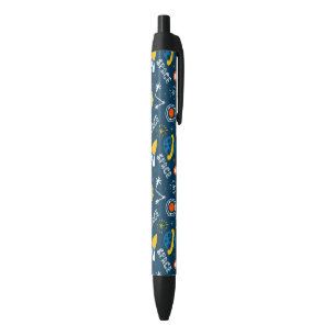 Stylo Noir Motif d'aventures spatiales colorées