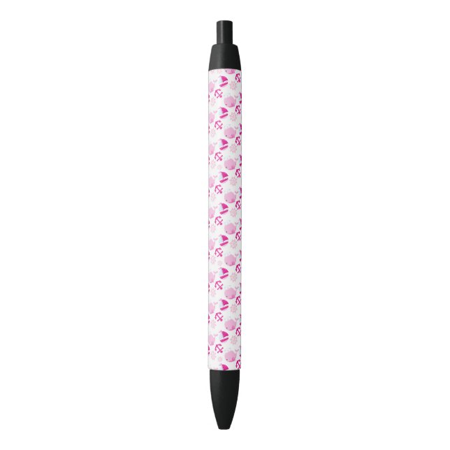 Stylo Noir Motif De Baleines, Beaux Baleines, Baleines Roses (devant Vertical)