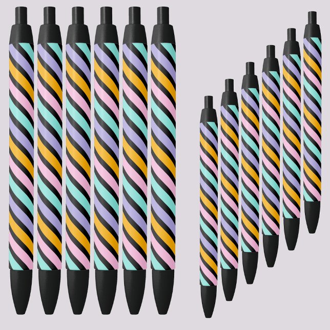 Stylo Noir Motif de bandes Abstraites colorées (Créateur téléchargé)
