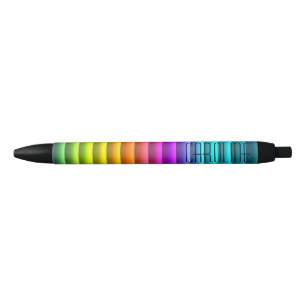 Stylo Noir Motif de bandes arc-en-ciel colorées personnalis