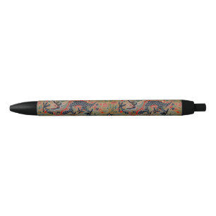Stylo Noir Motif de broderie en soie de dragon chinois antiqu