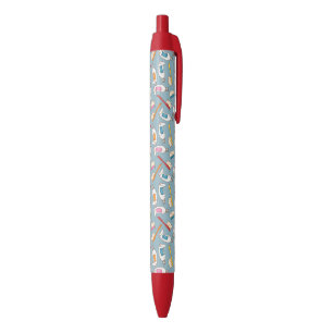 Stylo Noir Motif de brosse à dents et de pâte dentifrice