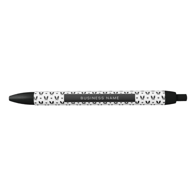 Stylo Noir Motif de bulldog français (Devant)