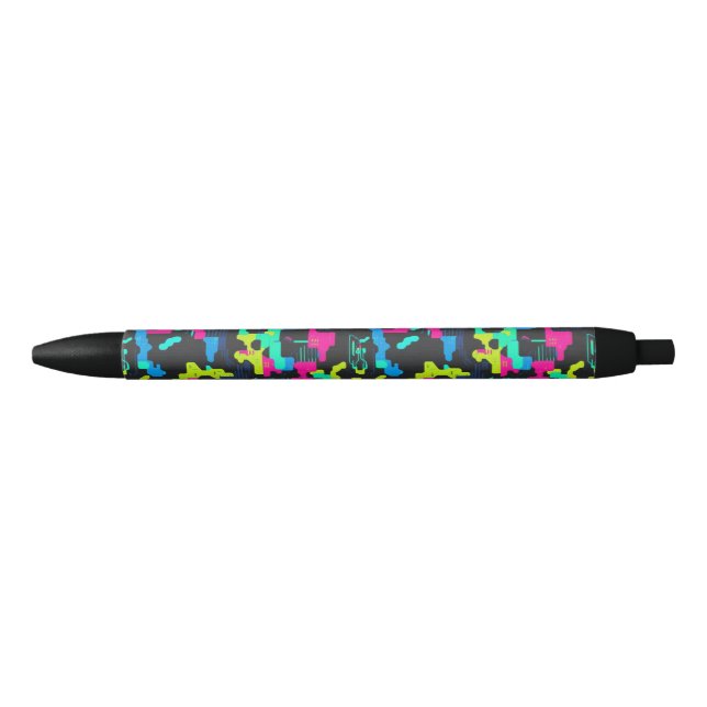 Stylo Noir Motif de camouflage néon (Devant)