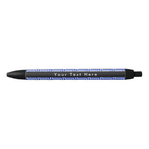 Stylo Noir Motif de carrés de clé grecque en bleu