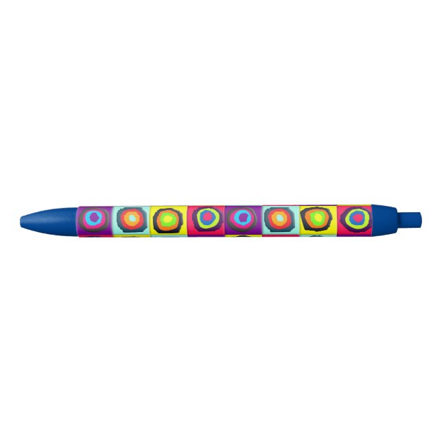 Stylo Noir Motif de cercles colorés (Devant)