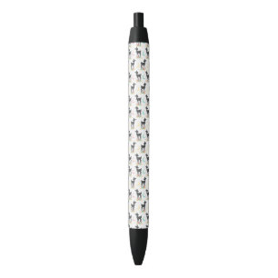 Stylo Noir Motif de cerfs, Cerf de bébé, Boho, Fleurs, Lune
