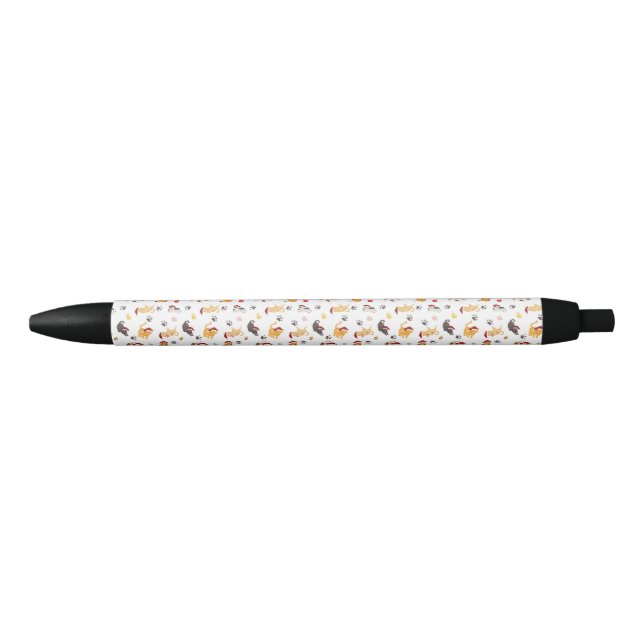 Stylo Noir Motif de chat de vacances mignon (Devant)