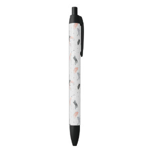 Stylo Noir Motif de chats à plume