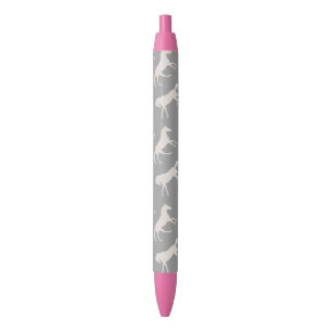 Stylo Noir Motif de Chevaux de Galloping Gris