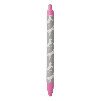 Stylo Noir Motif de Chevaux de Galloping Gris