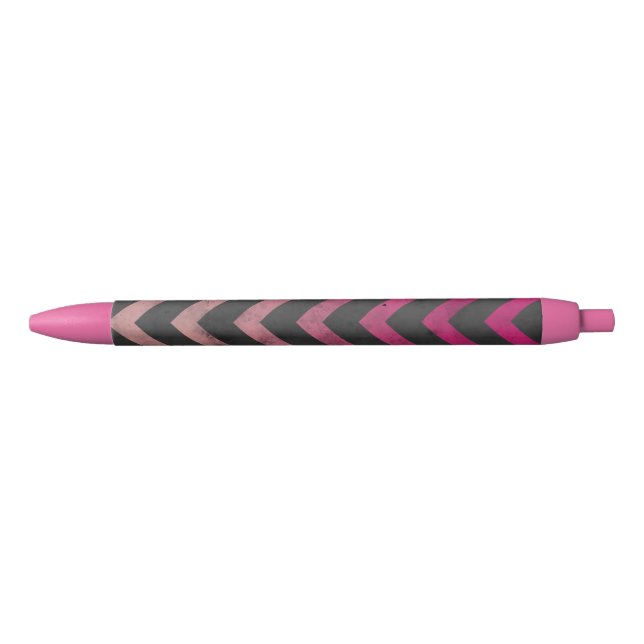 Stylo Noir Motif de chevron gris foncé rose magenta (Devant)
