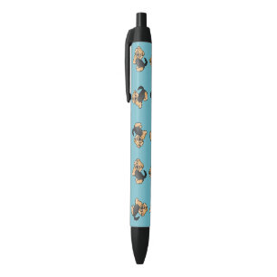 Stylo Noir Motif de chien Norfolk Terrier noir et feu sur fon