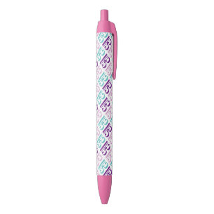 Stylo Noir Motif de clef d'alto - pourpre et turquoise roses