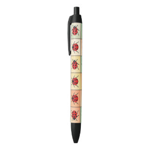 Stylo Noir Motif de coccinelles