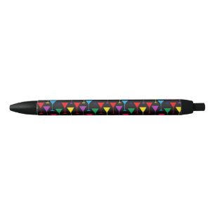 Stylo Noir Motif de cocktail Martini coloré