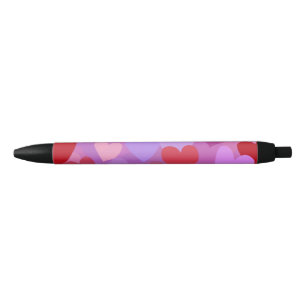 Stylo Noir Motif de cœur coloré ludique
