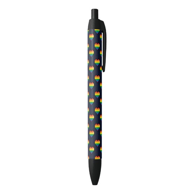 Stylo Noir Motif de coeur Rainbow 8 Bit (Bas (Vertical))