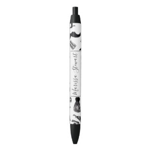Stylo Noir Motif de coiffeur d'aquarelle de rasoir de rasoir