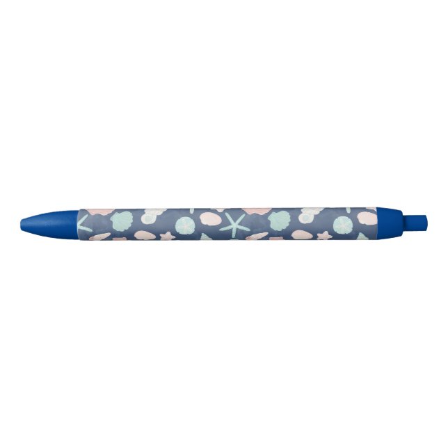 Stylo Noir motif de coquillages (Devant)
