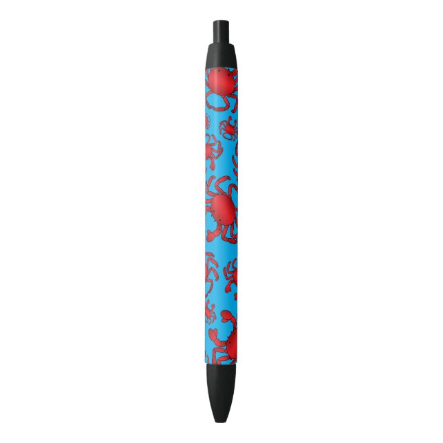 Stylo Noir Motif de crabe bleu de ciel (devant Vertical)