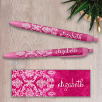 Motif de Damas de Grunge rose chaud Monogramme per