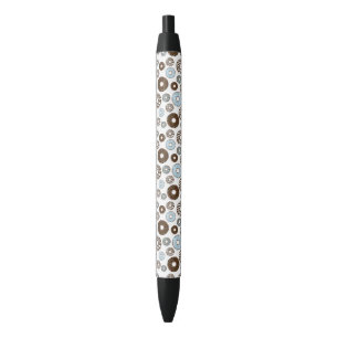 Stylo Noir Motif De Donuts, Donuts Bleus, Donuts Brown