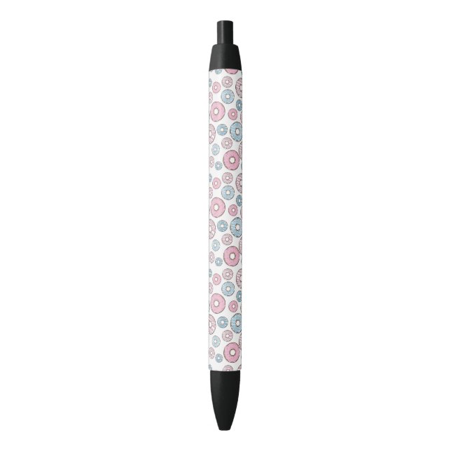 Stylo Noir Motif De Donuts, Donuts Roses, Donuts Bleus (devant Vertical)