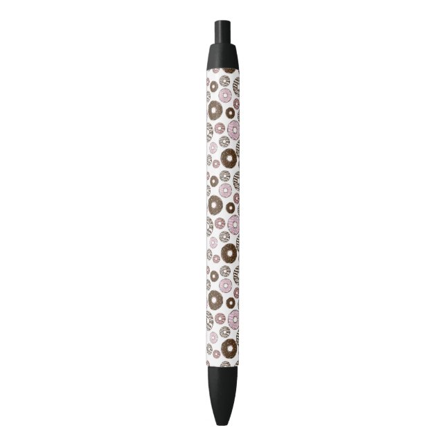 Stylo Noir Motif De Donuts, Donuts Roses, Donuts Brown (devant Vertical)