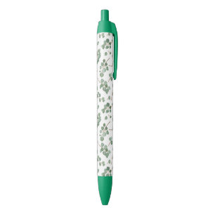 Stylo Noir Motif de feuillage d'arbre de dollar en argent