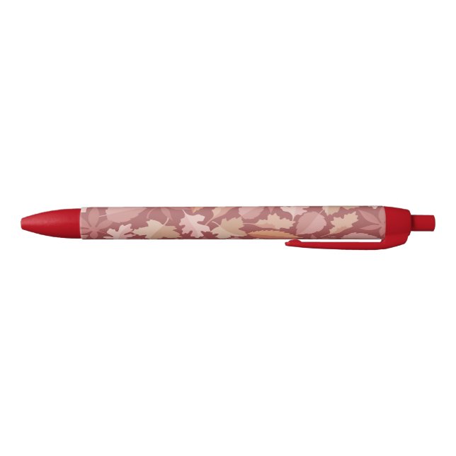 Stylo Noir Motif de feuilles de Marsala (Bas)
