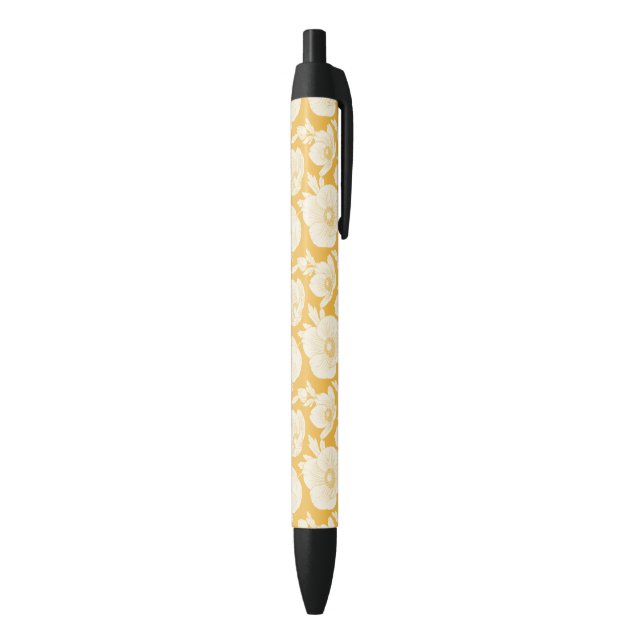 Stylo Noir Motif de fleur d'or (Bas (Vertical))