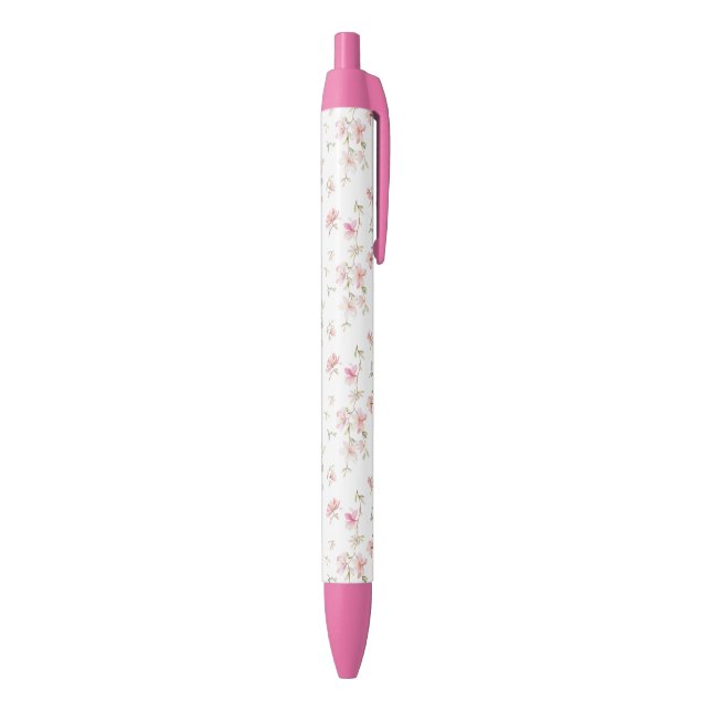 Stylo Noir Motif de fleur rose mou d'aquarelle (Bas (Vertical))