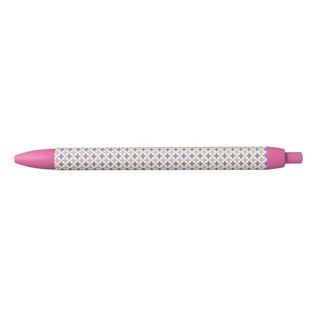 Stylo Noir Motif de fleurs (Devant)
