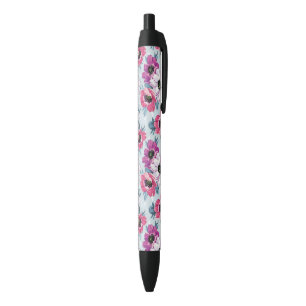 Stylo Noir Motif de fleurs de couleur d'élégance sur le ble