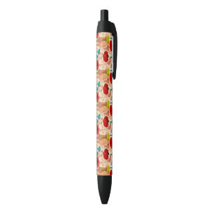 Stylo Noir Motif de fleurs, de vases et de bouteilles