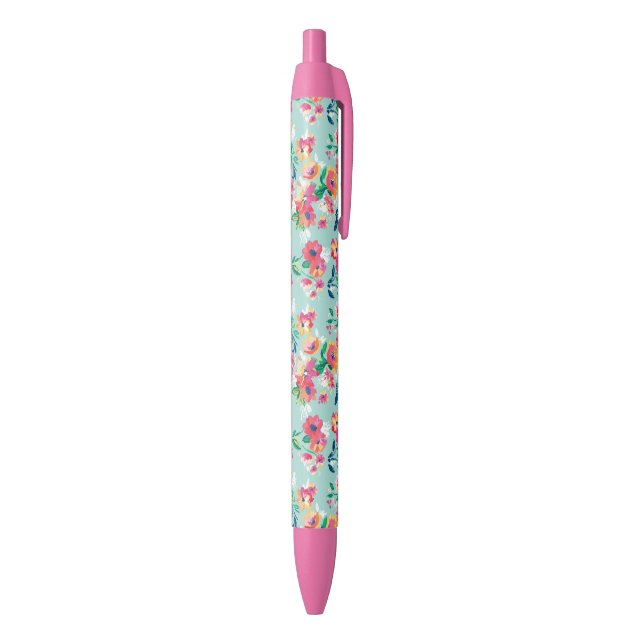 Stylo Noir Motif de fleurs peint (Bas (Vertical))
