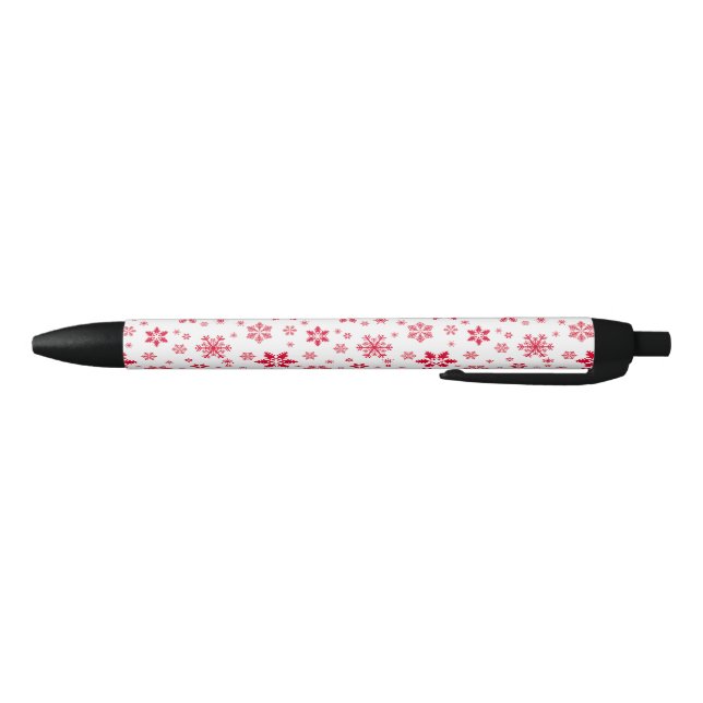 Stylo Noir Motif de flocon de neige, Flammes de neige rouges, (Bas)