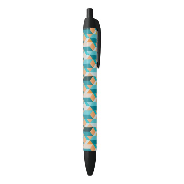 Stylo Noir Motif De Formes Turquoises Et Oranges (Bas (Vertical))