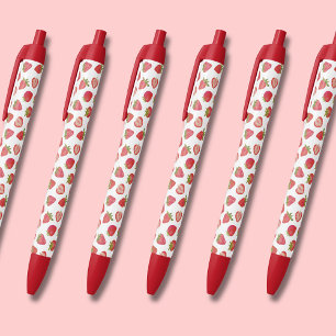 Stylo Noir Motif de fraises