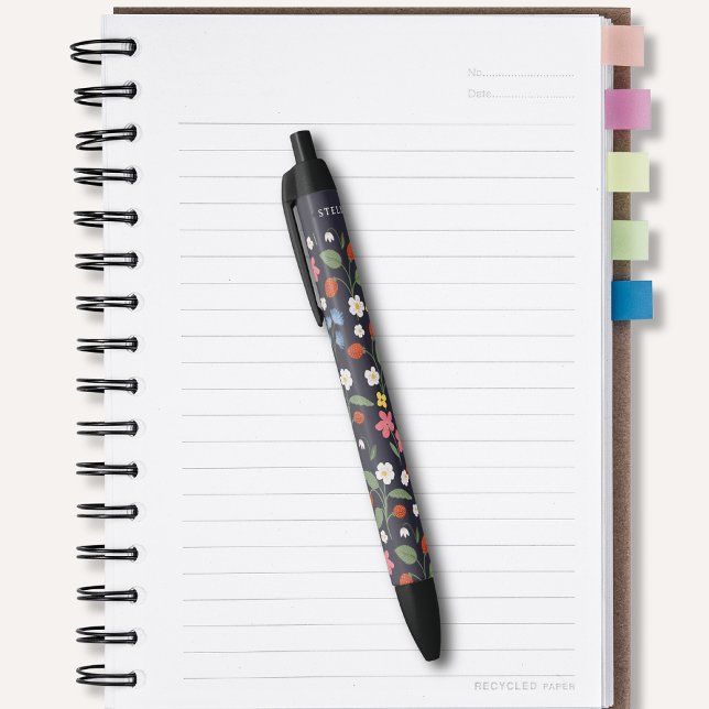 Stylo Noir Motif de fraises de la Marine (Créateur téléchargé)
