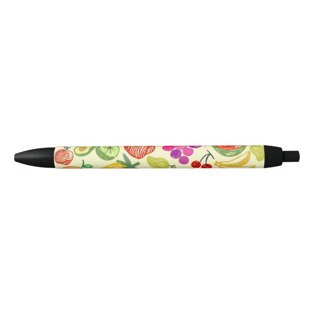 Stylo Noir Motif de fruits (Devant)