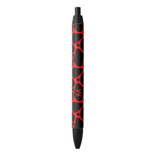 Stylo Noir Motif de girafe abstraite noire et rouge