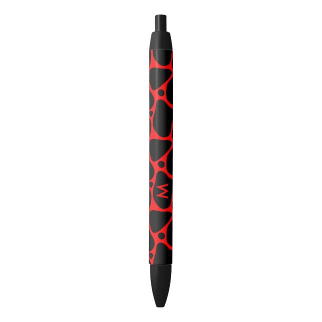 Stylo Noir Motif de girafe abstraite noire et rouge (devant Vertical)
