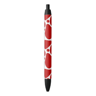 Stylo Noir Motif de girafe abstraite rouge et blanche