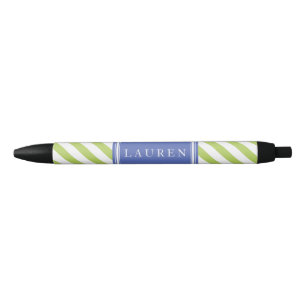 Stylo Noir Motif de Grandes Vertes et Bleues