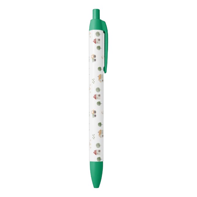 Stylo Noir Motif de la ferme d'aquarelle (Bas (Vertical))