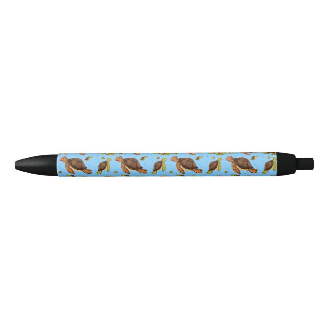 Stylo Noir Motif de la tortue de mer (Devant)