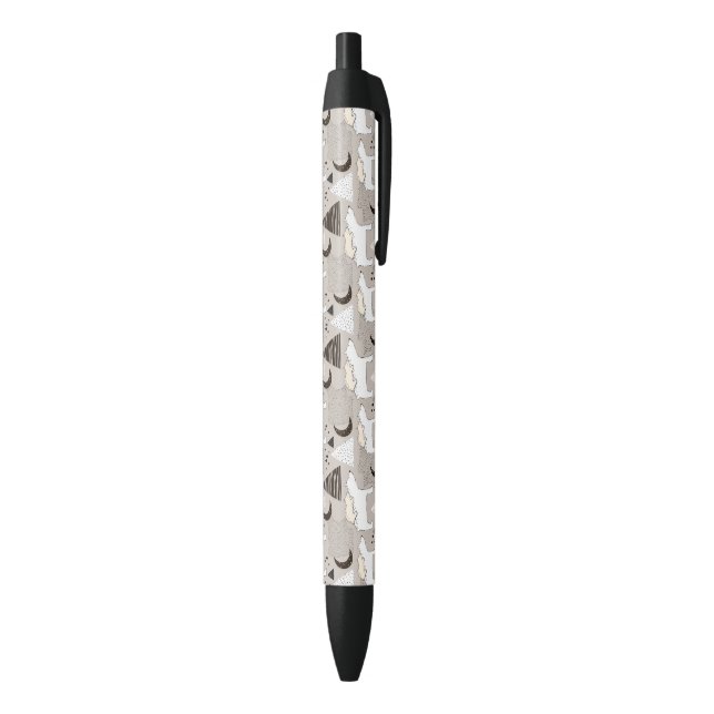 Stylo Noir Motif de l'ours de bois du mignon Doodland (Bas (Vertical))