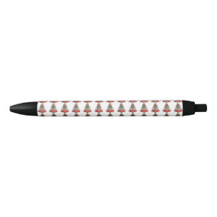 Stylo Noir Motif de Noël Santa Flamant Tropical